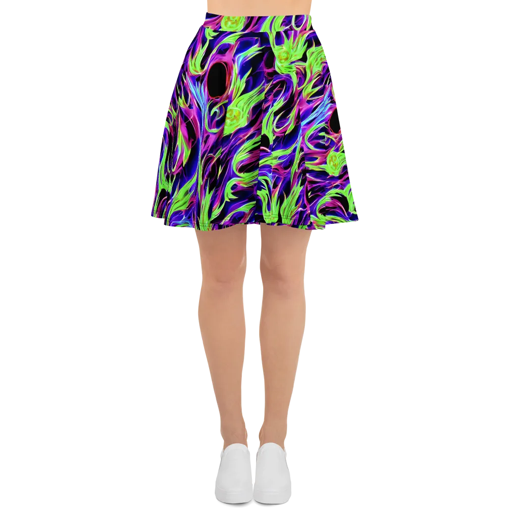 Lime After Dark on Skater Skirt — Front
