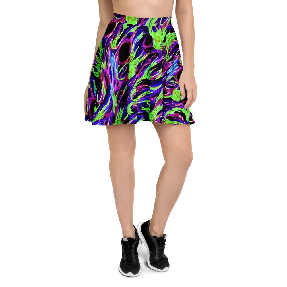 Lime After Dark on Skater Skirt — Front