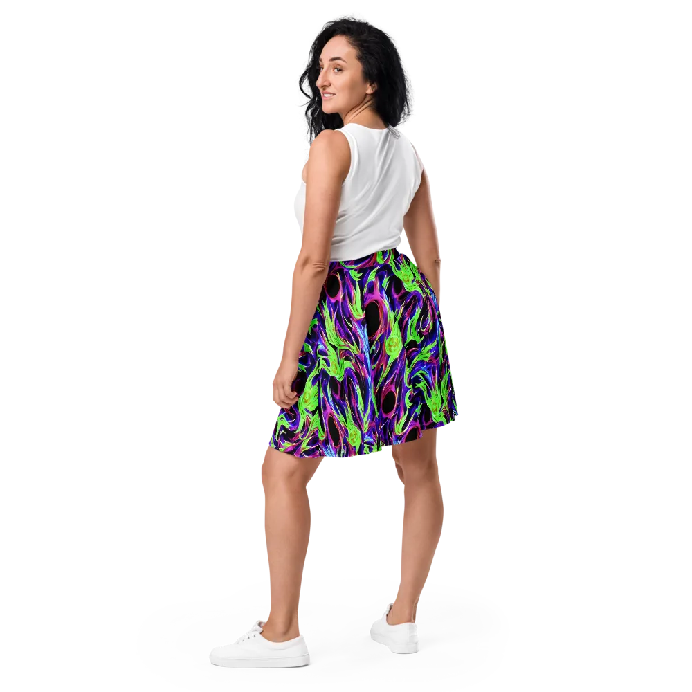 Lime After Dark on Skater Skirt — Back
