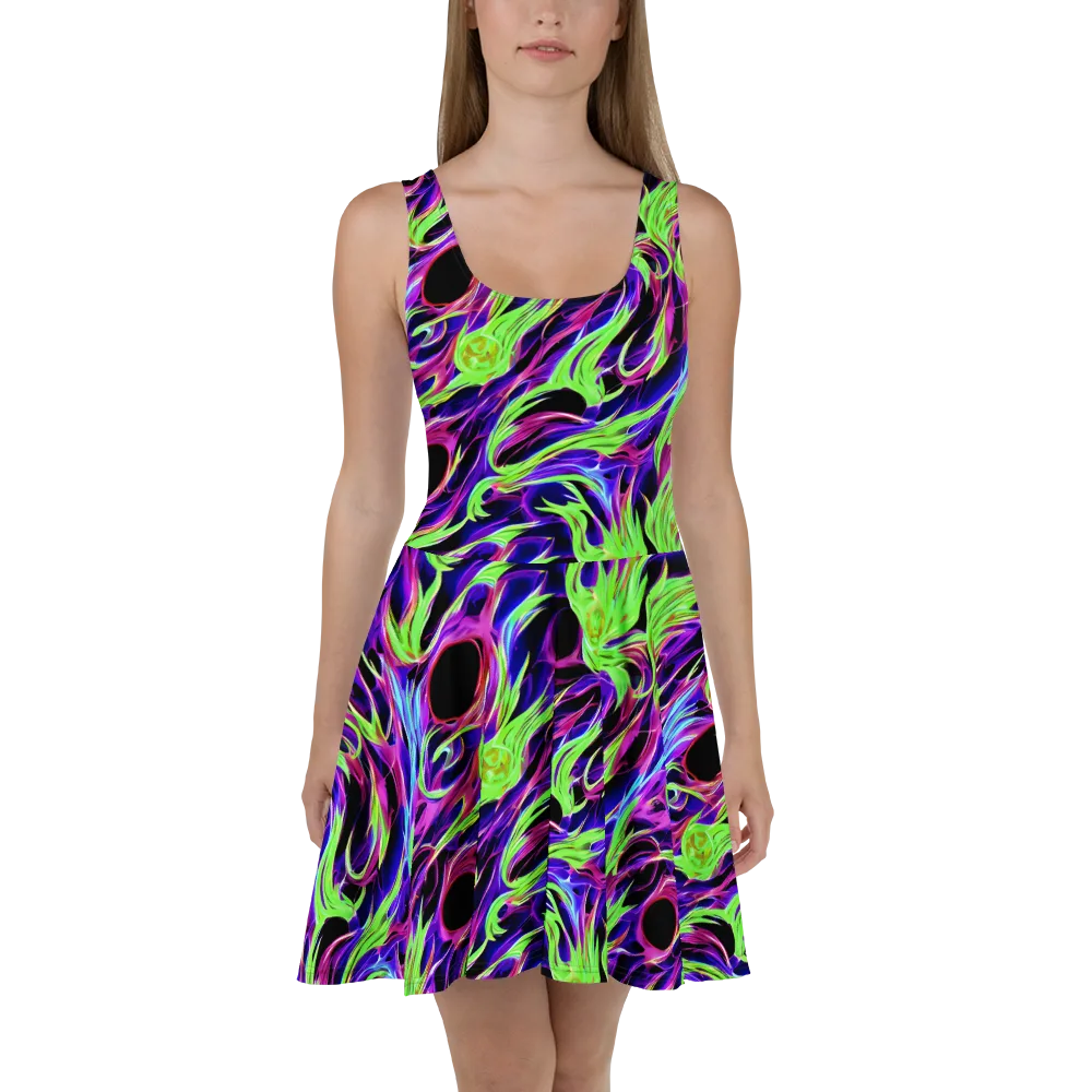 Lime After Dark on Skater Dress — Front