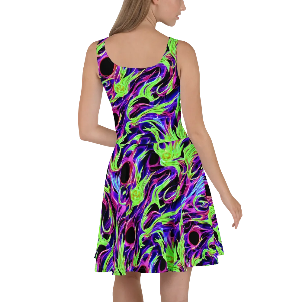 Lime After Dark on Skater Dress — Back