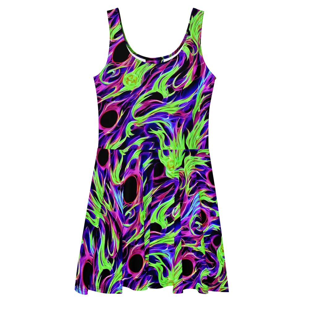 Lime After Dark on Skater Dress — Front