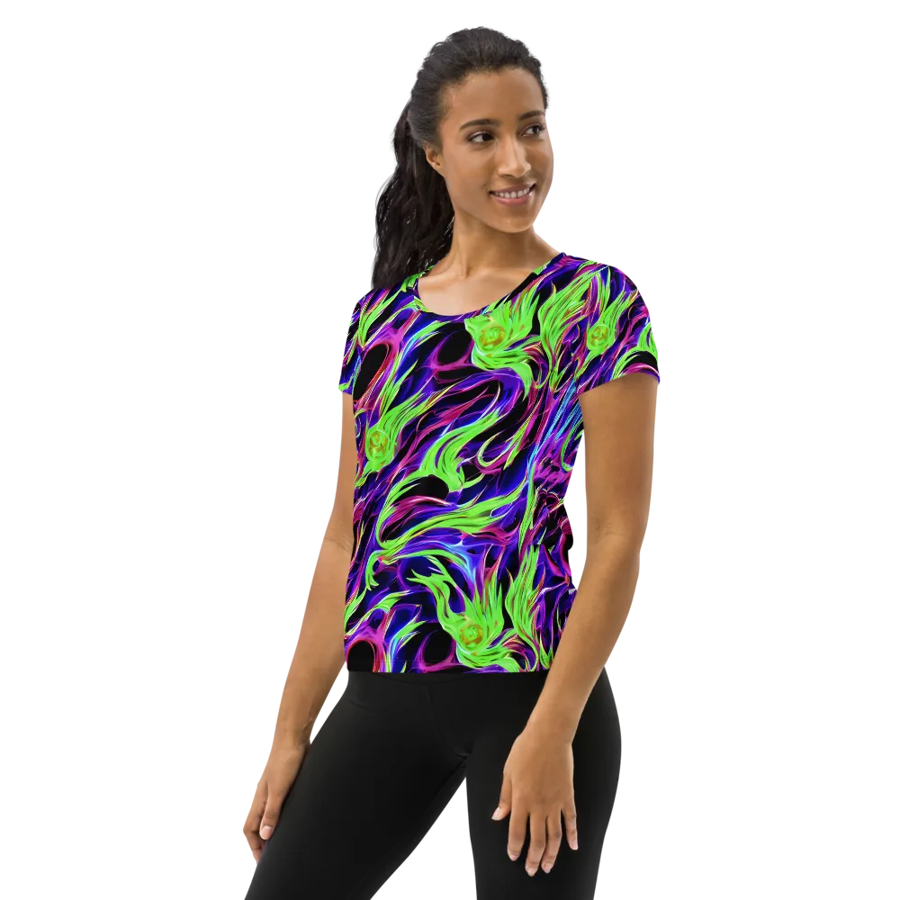 Lime After Dark on Women's Athletic T-Shirt — Left