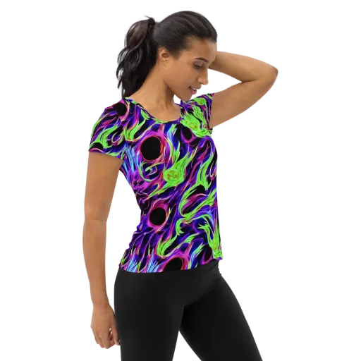 Lime After Dark on a Women's Athletic T-Shirt