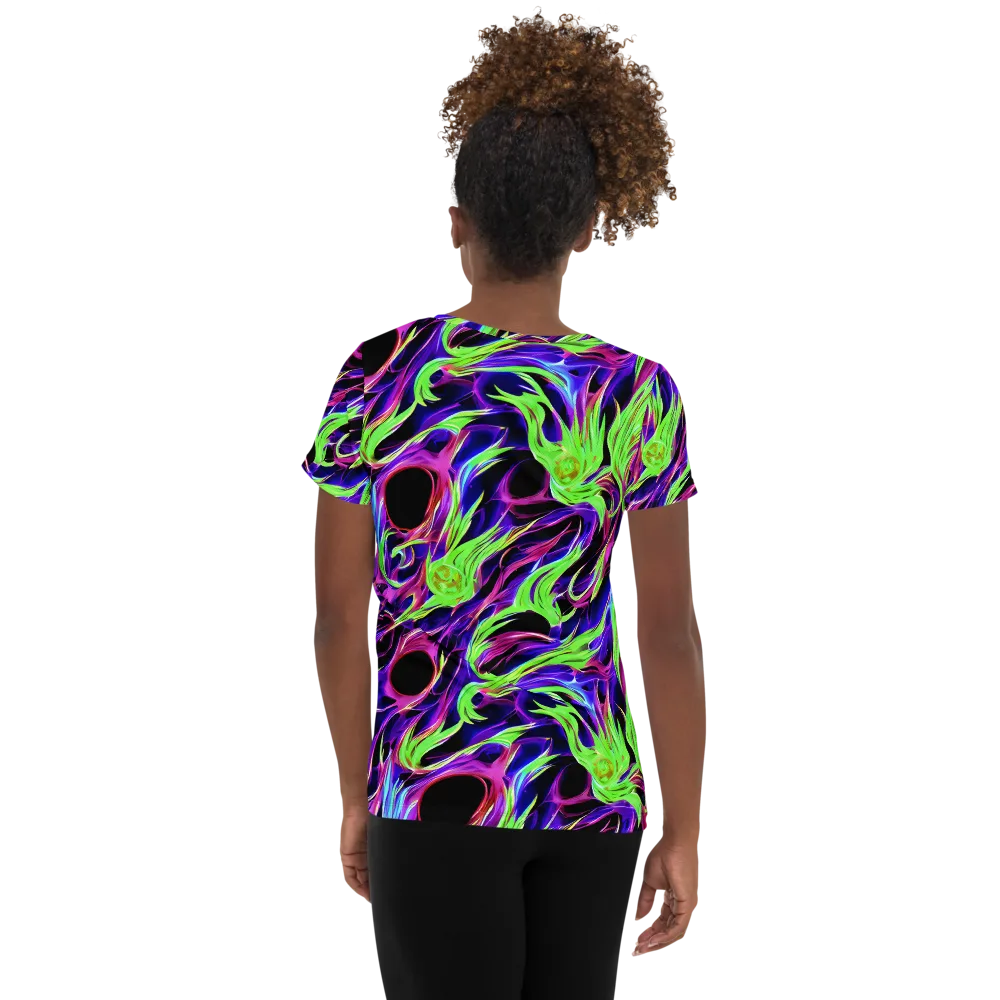 Lime After Dark on Women's Athletic T-Shirt — Back
