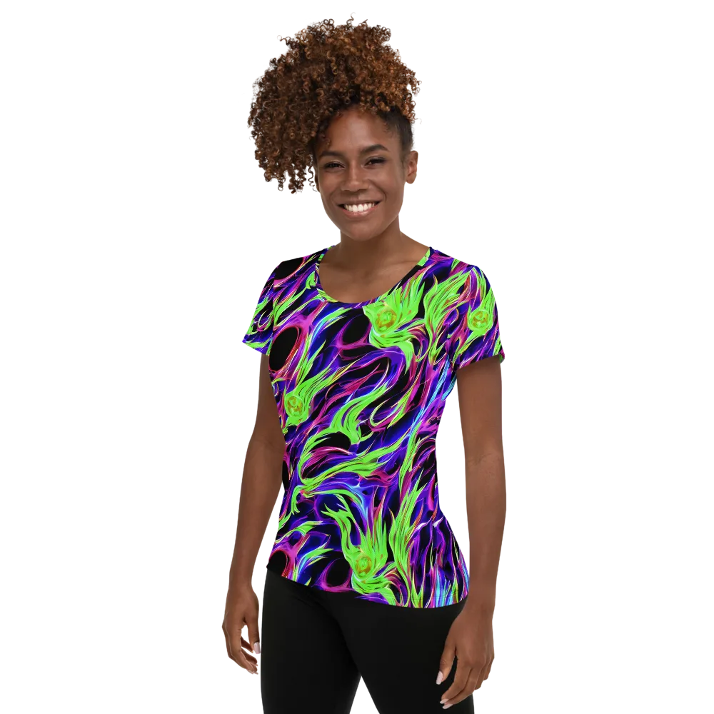 Lime After Dark on Women's Athletic T-Shirt — Left