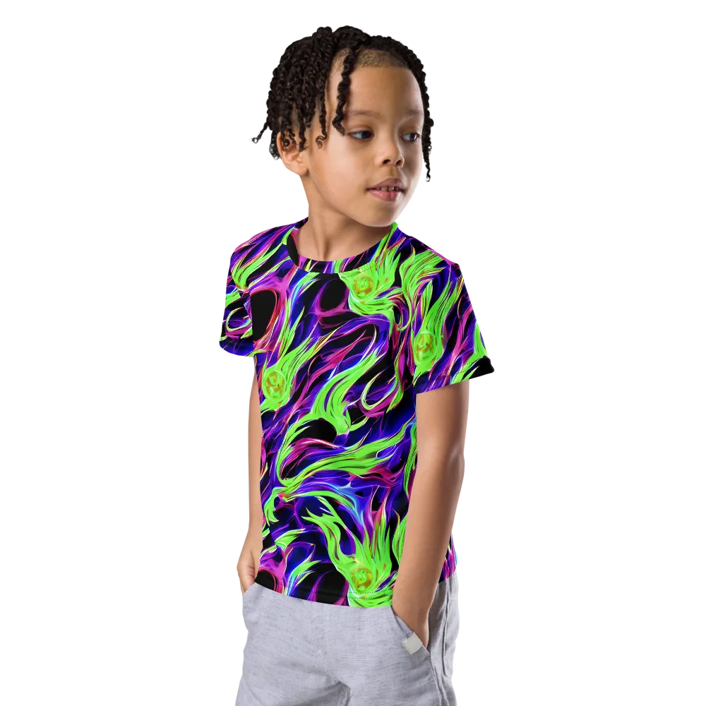 Lime After Dark on Kids Crew Neck T-Shirt — Left Front