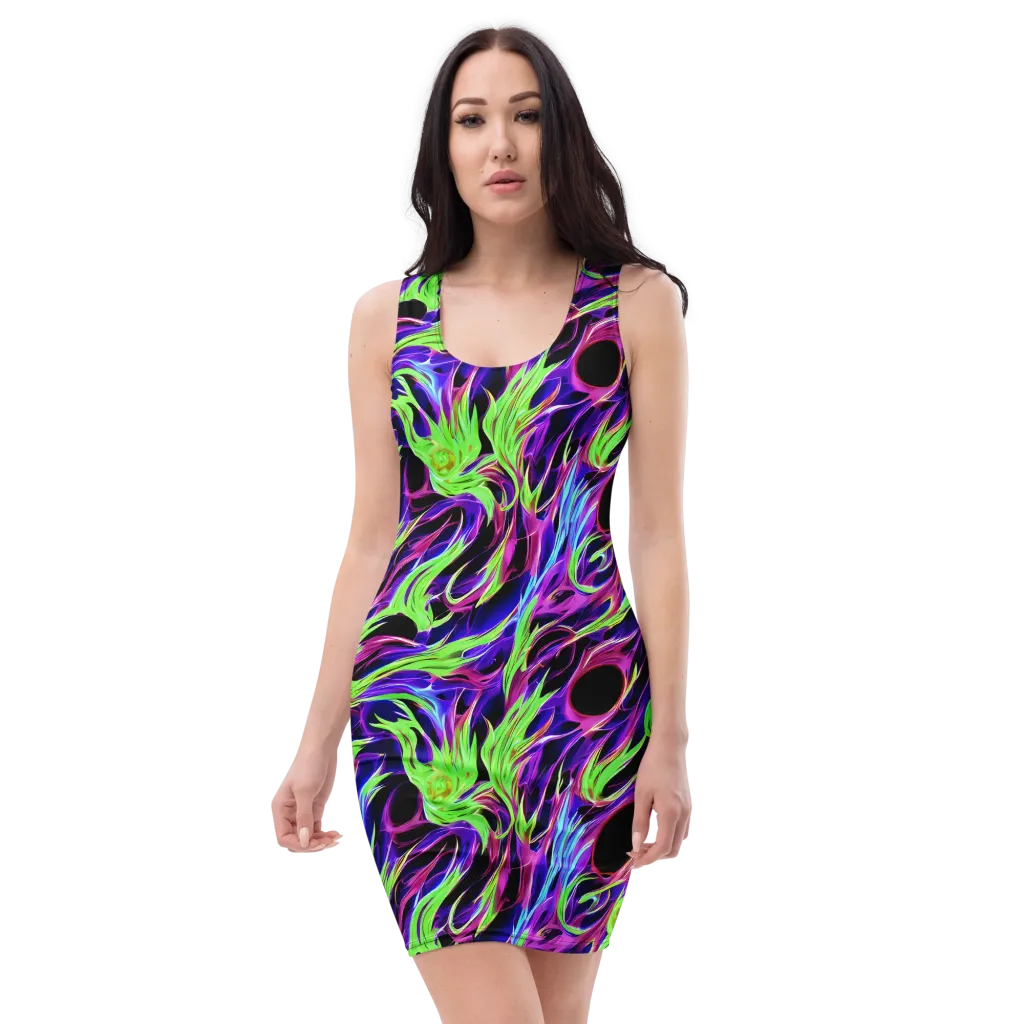 Lime After Dark on Bodycon Dress — Front