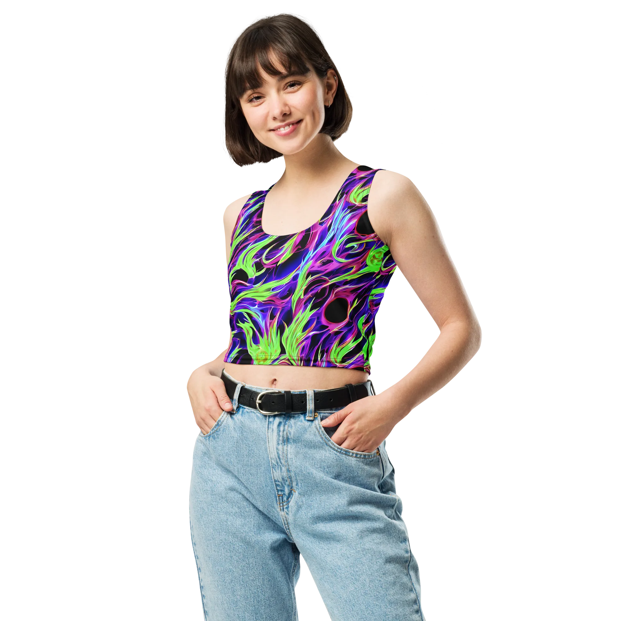 Lime After Dark on Crop Top — Front