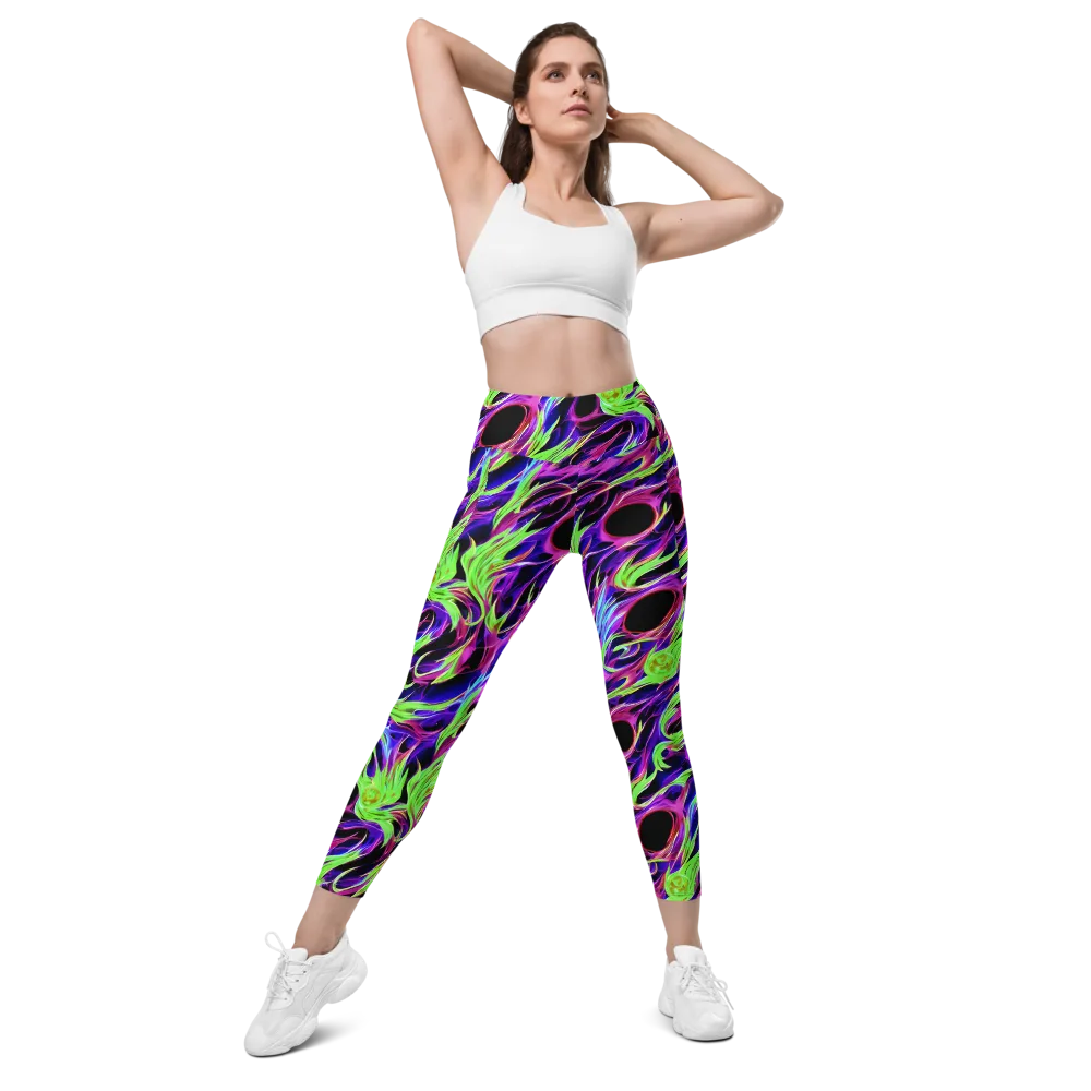 Lime After Dark on Leggings with Pockets — Front