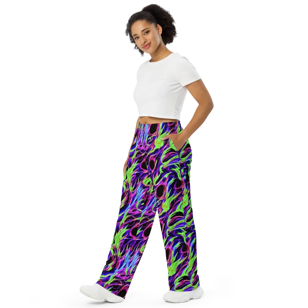 Lime After Dark on Wide-Leg Pants — Left Front