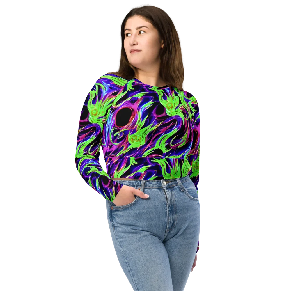 Lime After Dark on Long Sleeve Crop Top — Front