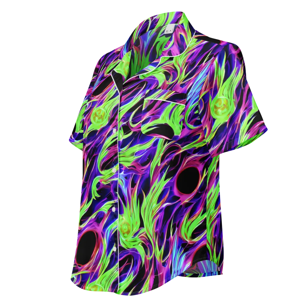 Lime After Dark on Women's Short Sleeve Pajama Top — Left Front