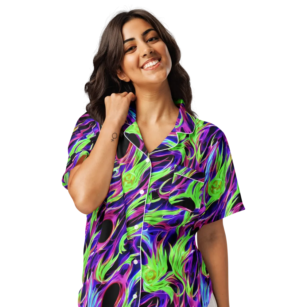Lime After Dark on Women's Short Sleeve Pajama Top — Front