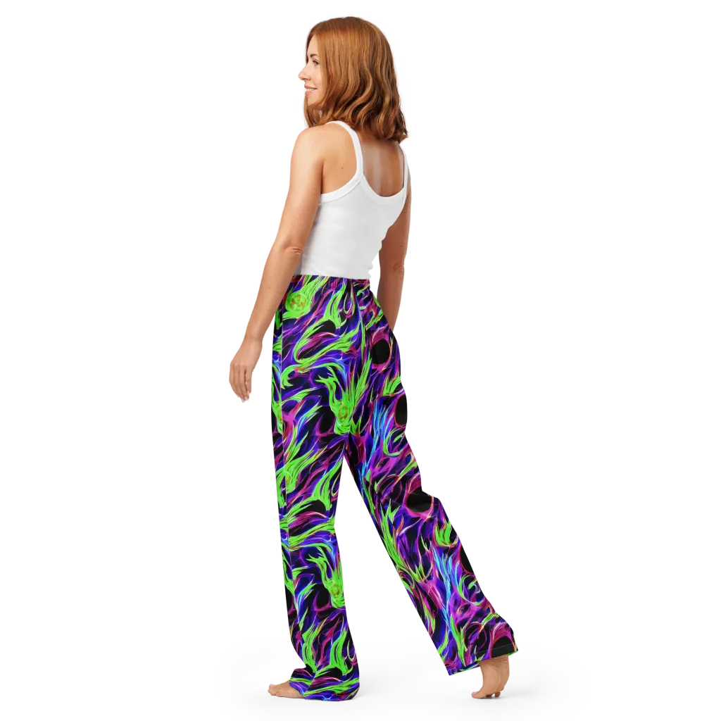 Lime After Dark on Women's Pajama Pants — Back