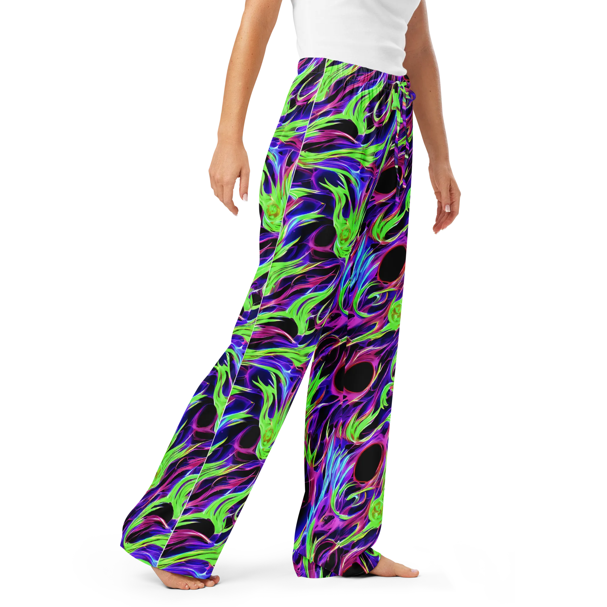 Lime After Dark on Women's Pajama Pants — Right Front