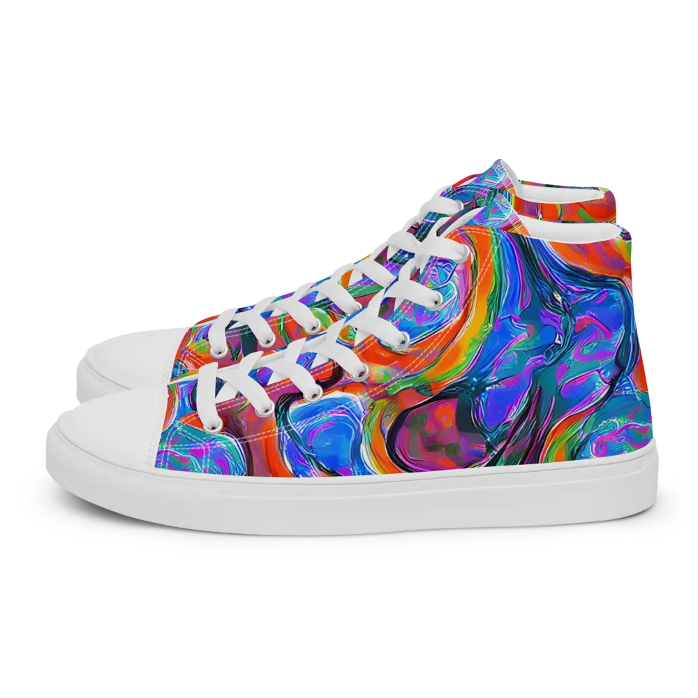 Liquid Spectrum on Men's High Top Canvas Shoes — Left