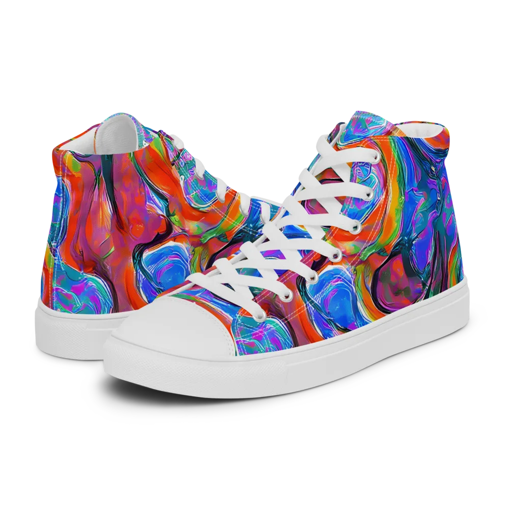 Liquid Spectrum on Men's High Top Canvas Shoes — Left