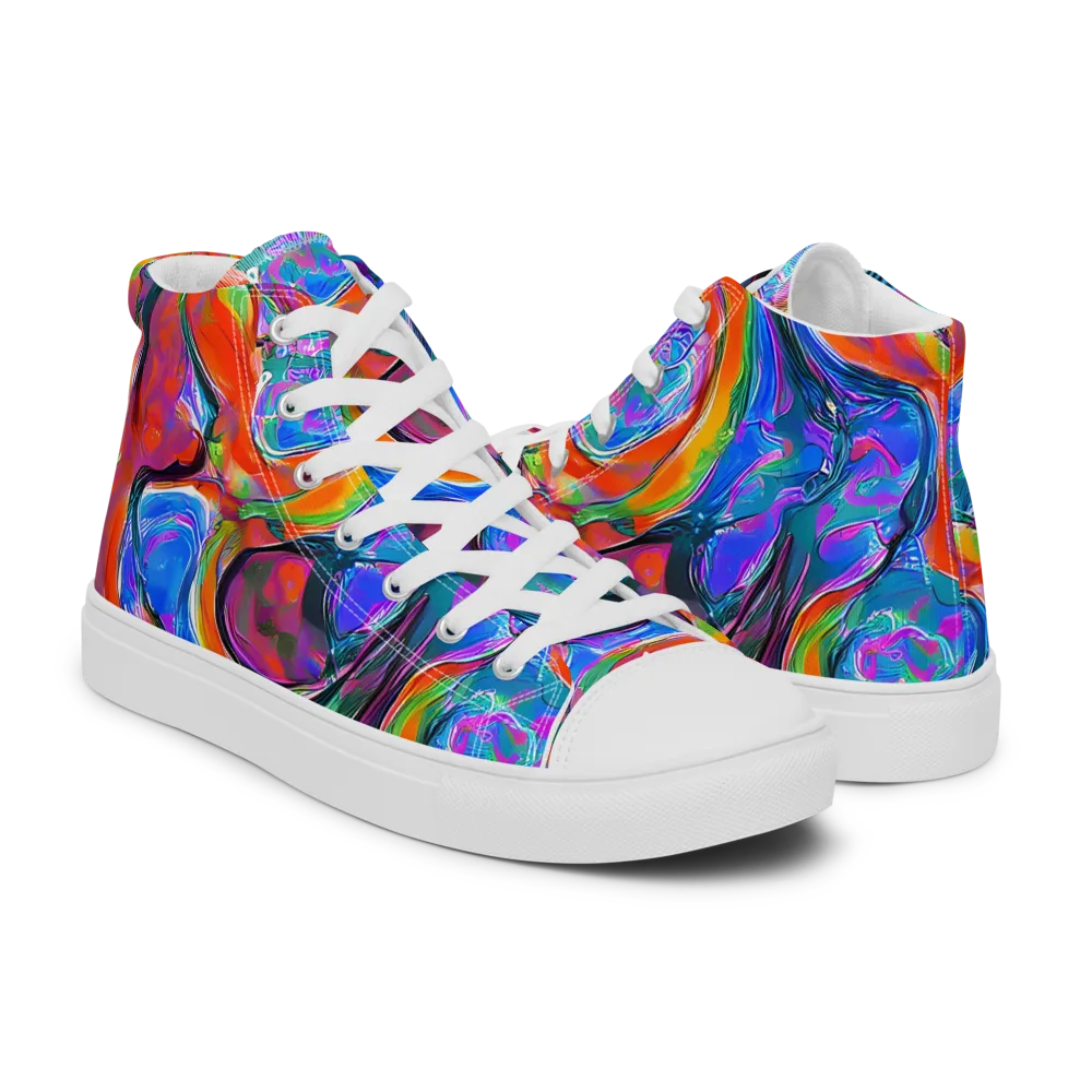 Liquid Spectrum on Men's High Top Canvas Shoes — Right