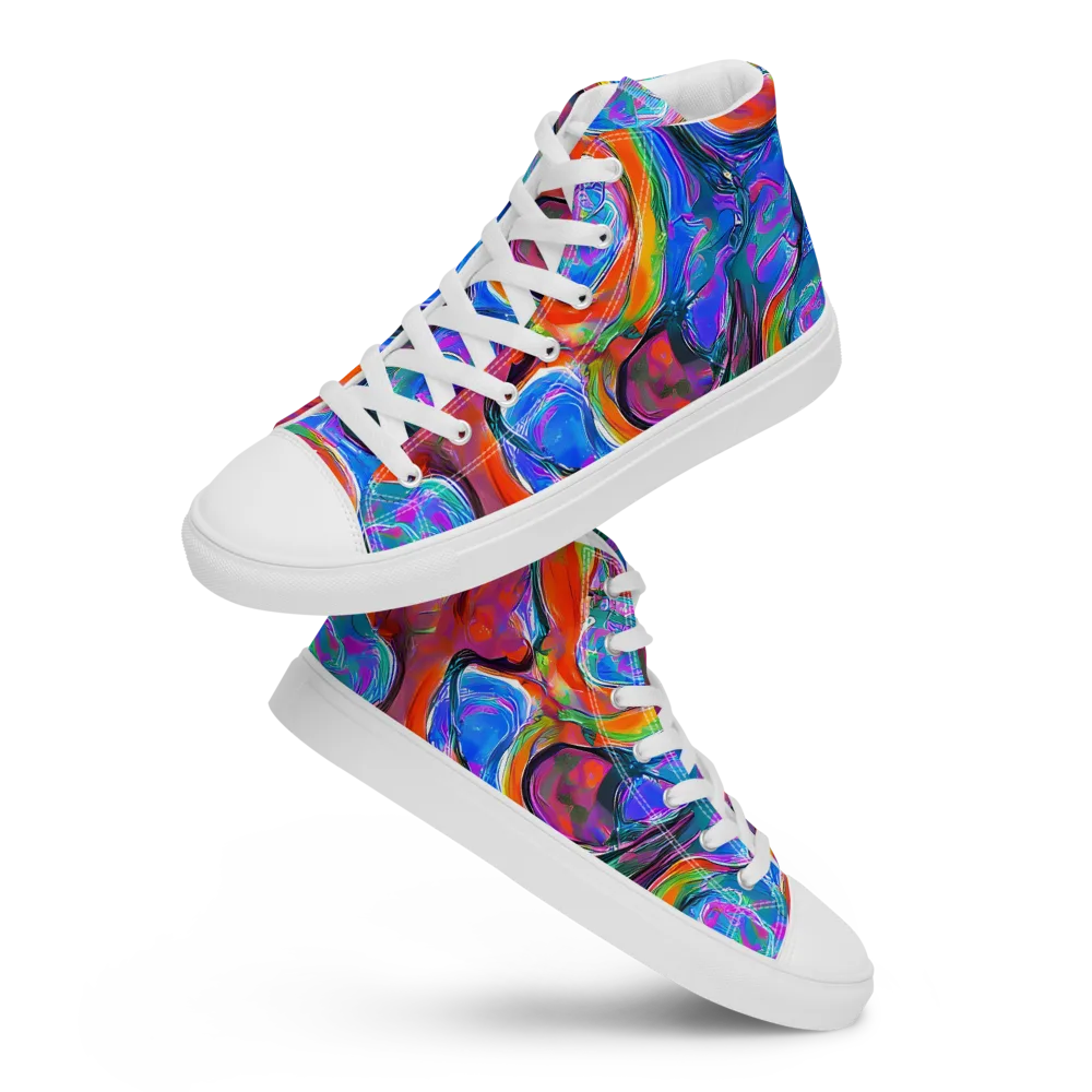 Liquid Spectrum on Men's High Top Canvas Shoes — Front