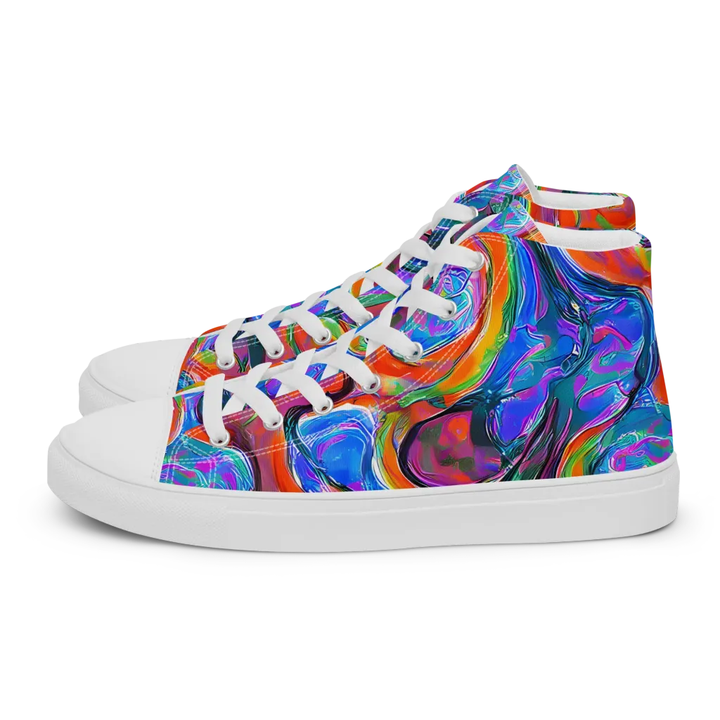 Liquid Spectrum on Women's High Top Canvas Shoes — Left