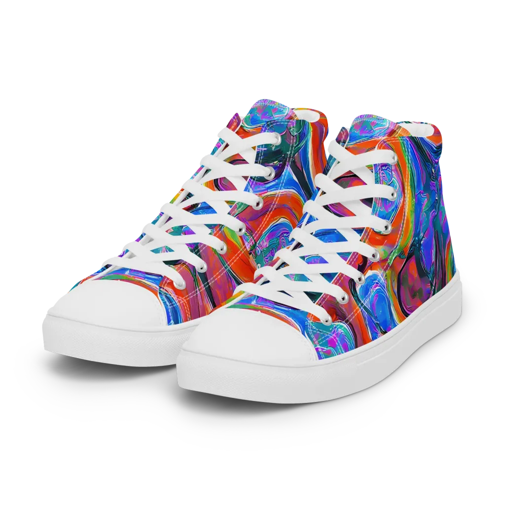 Liquid Spectrum on Women's High Top Canvas Shoes — Left Front