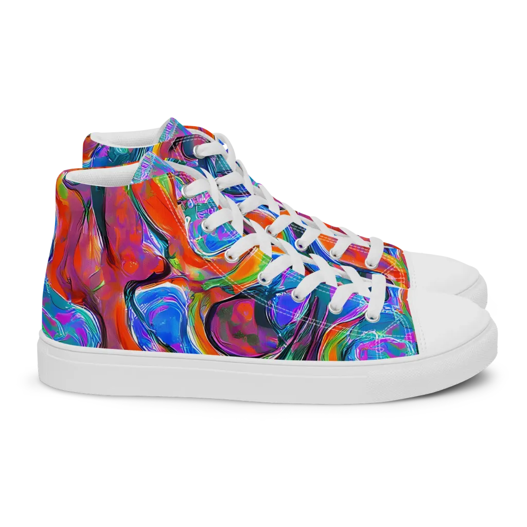 Liquid Spectrum on Women's High Top Canvas Shoes — Right