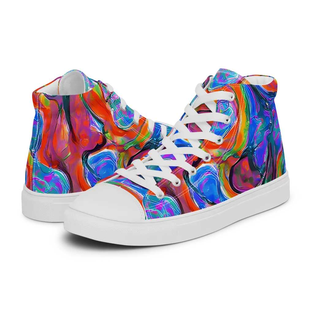 Liquid Spectrum on Women's High Top Canvas Shoes — Left