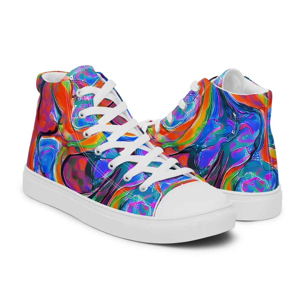 Liquid Spectrum on Women's High Top Canvas Shoes — Right