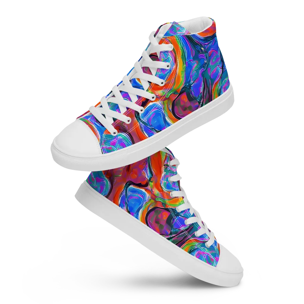 Liquid Spectrum on Women's High Top Canvas Shoes — Front