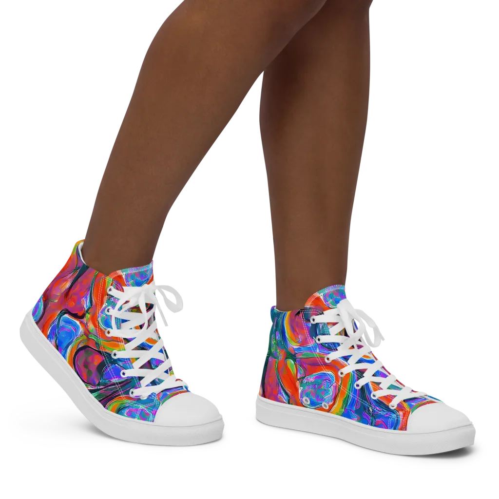 Liquid Spectrum on Women's High Top Canvas Shoes — Right