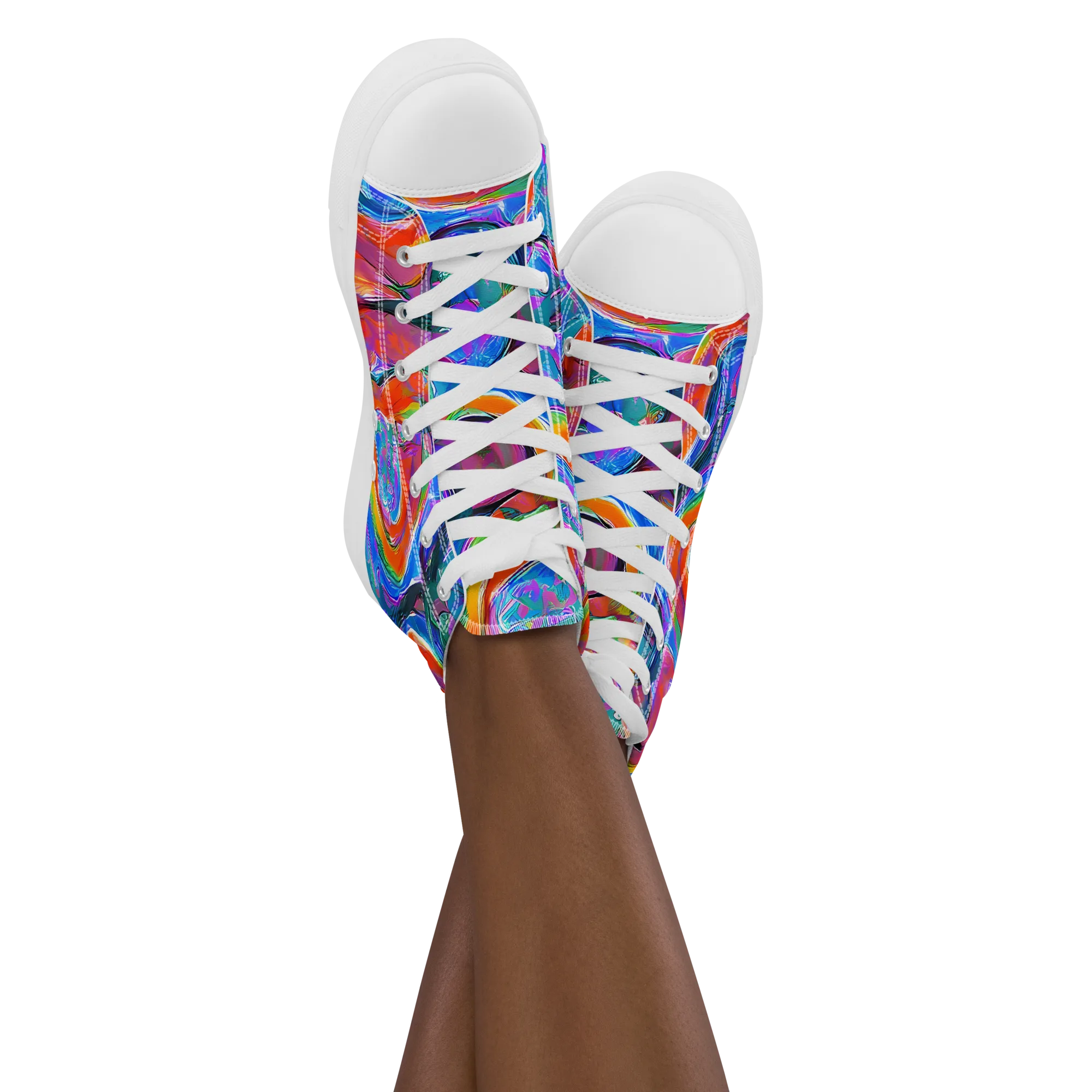 Liquid Spectrum on Women's High Top Canvas Shoes — Front