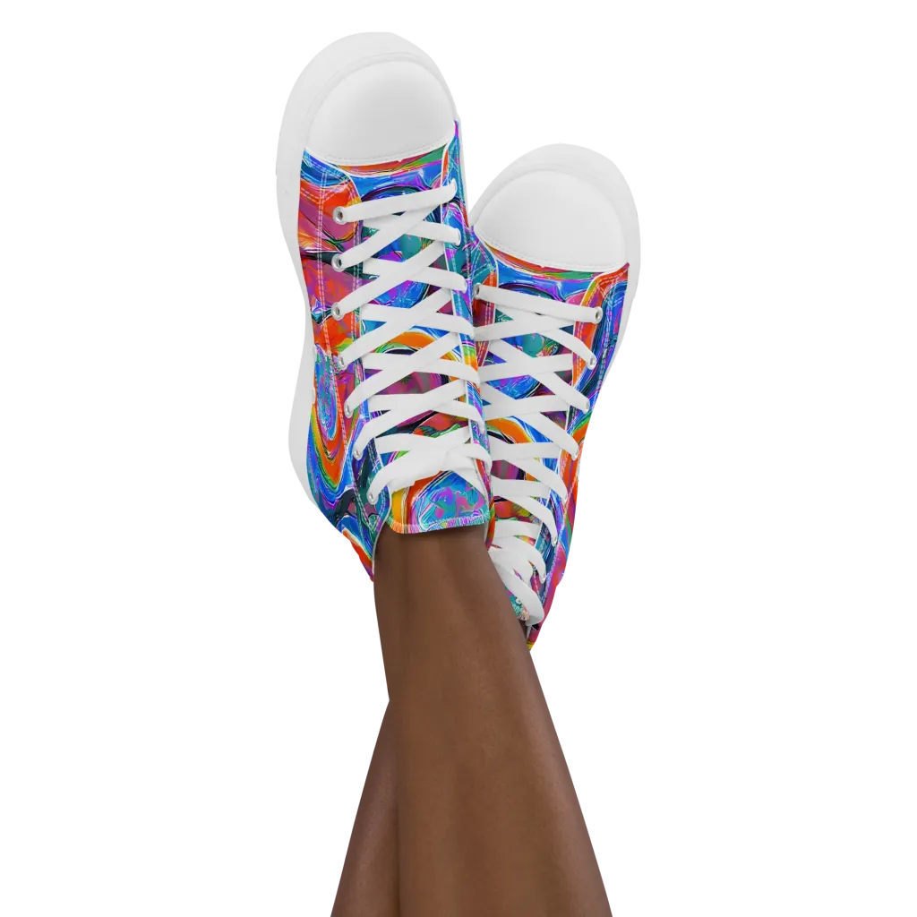 Liquid Spectrum on Women's High Top Canvas Shoes — Front