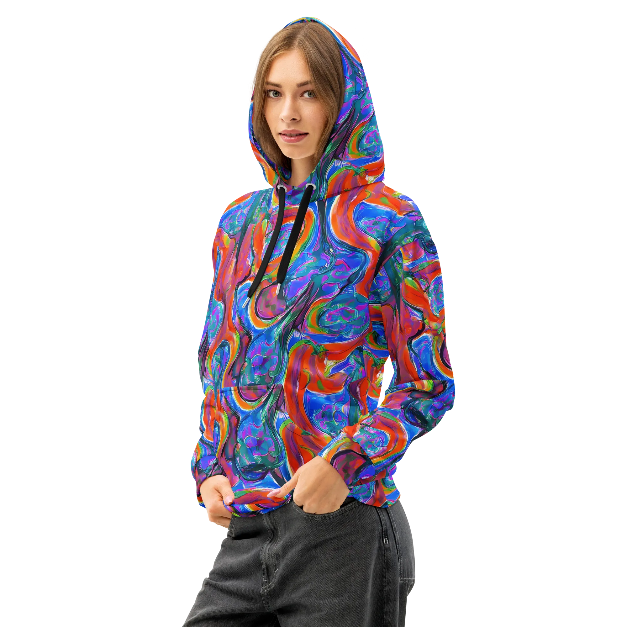 Liquid Spectrum on Cotton Hoodie — Left Front