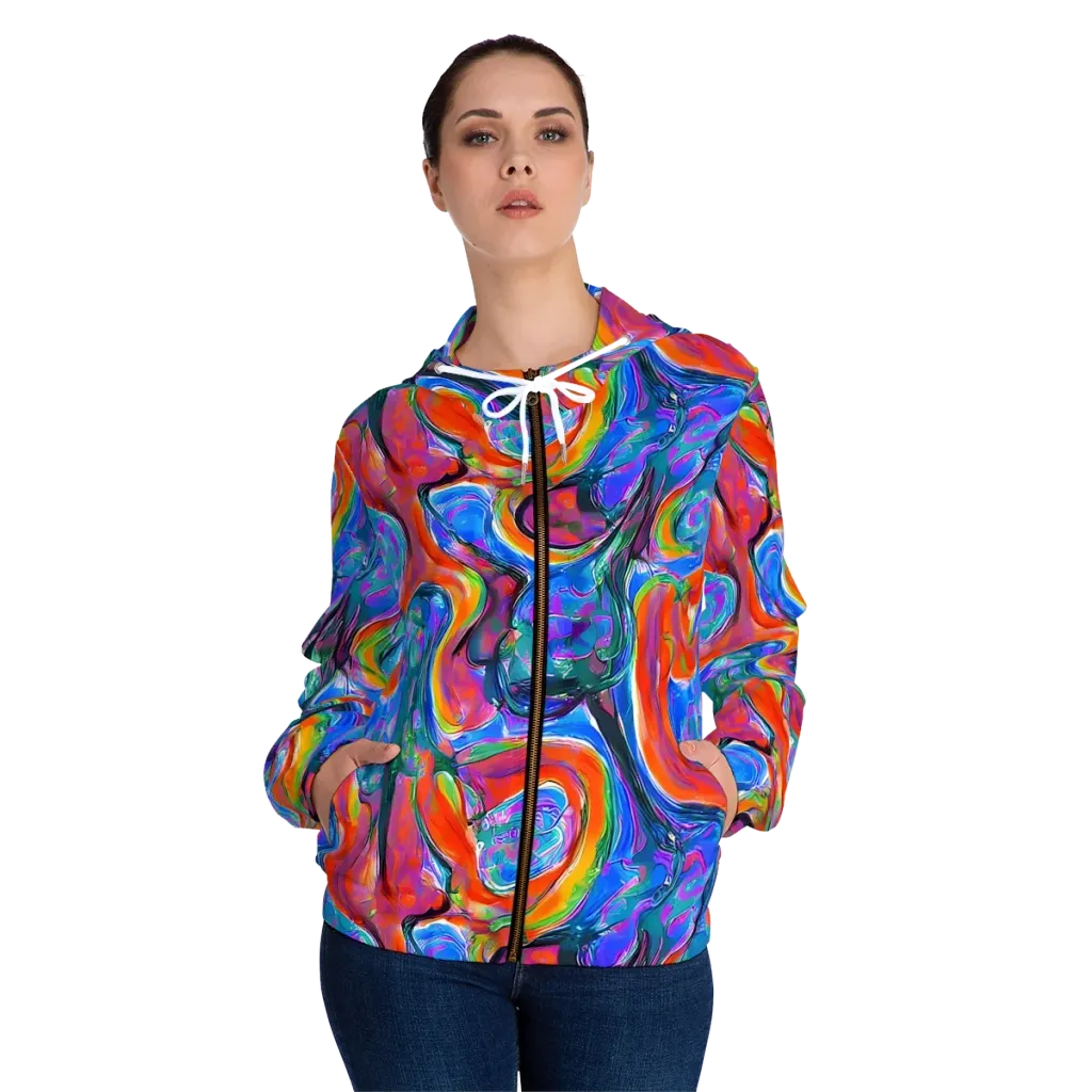 Liquid Spectrum on Women's Full-Zip Hoodie — Front On Person