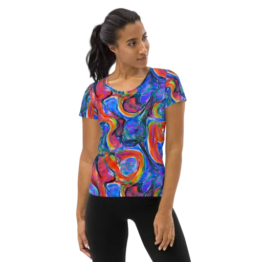 Liquid Spectrum on a Women's Athletic T-Shirt
