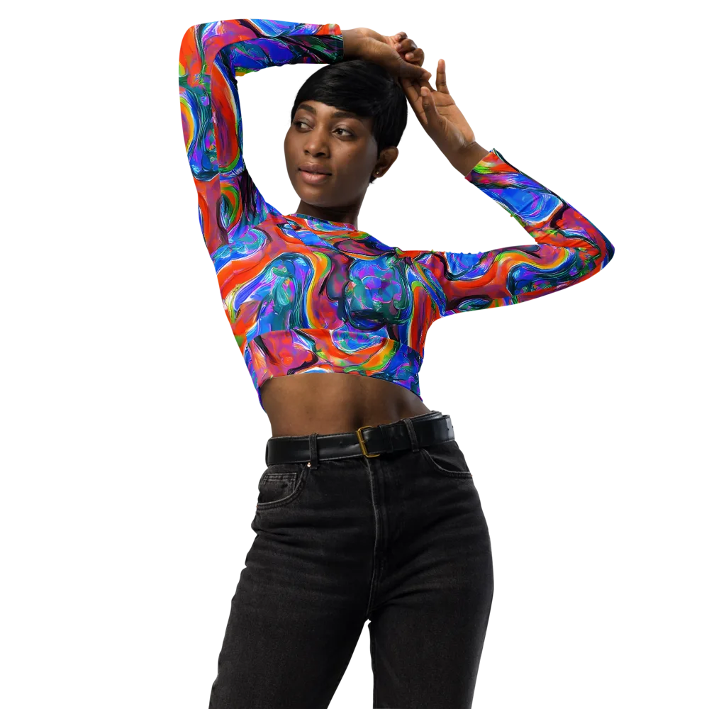 Liquid Spectrum on Long Sleeve Crop Top — Front