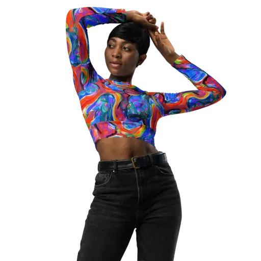 Liquid Spectrum on a Long Sleeve Crop Top