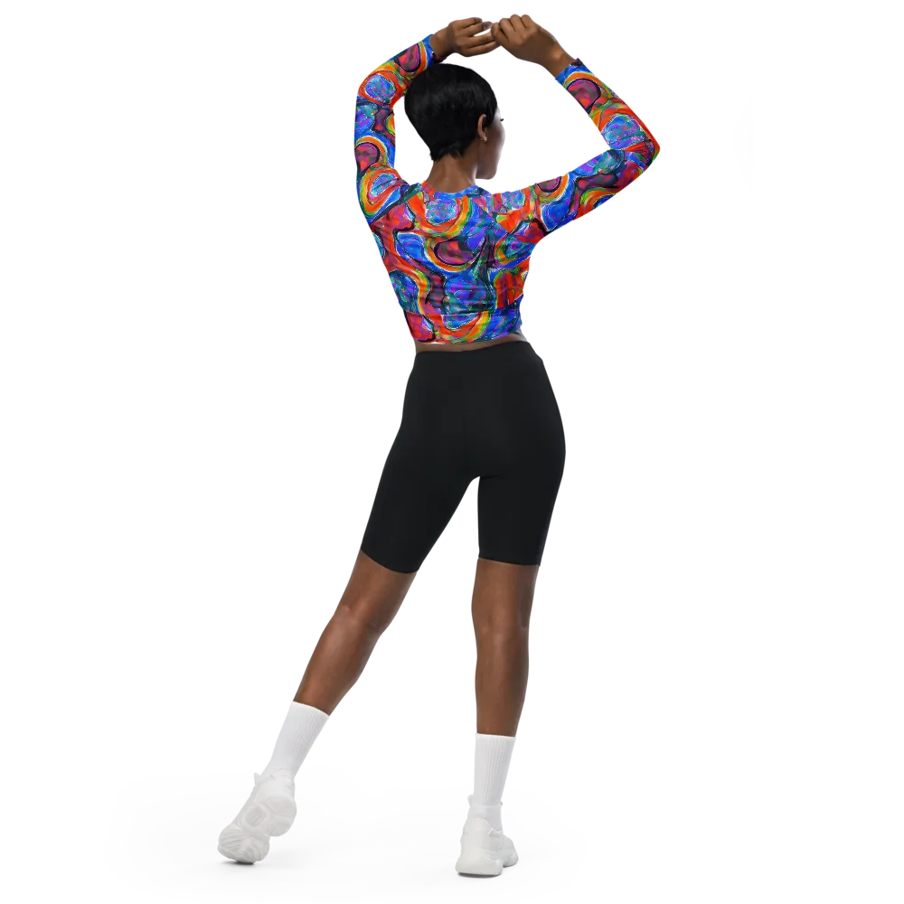 Liquid Spectrum on Long Sleeve Crop Top — Back