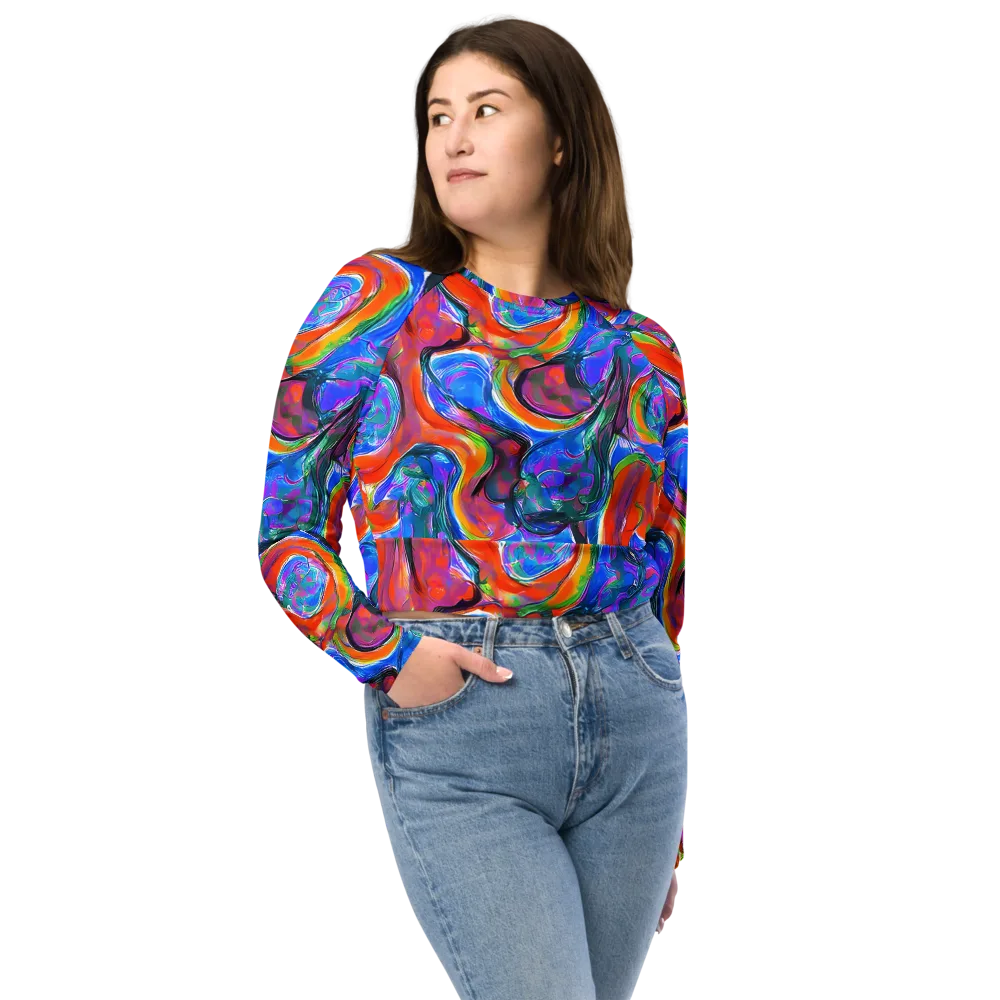 Liquid Spectrum on Long Sleeve Crop Top — Front