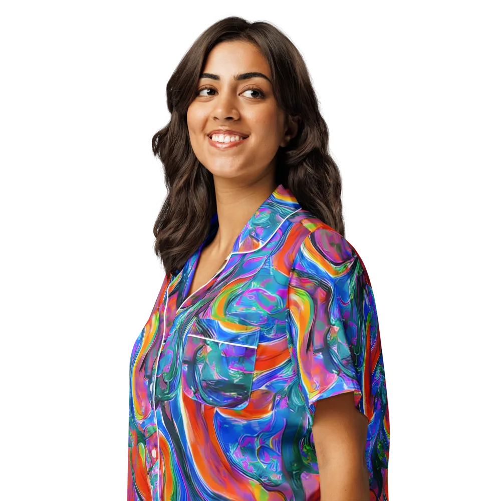 Liquid Spectrum on Women's Short Sleeve Pajama Top — Left Front