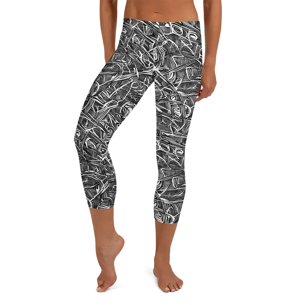 Blackline Rapture on Capri Leggings — Front