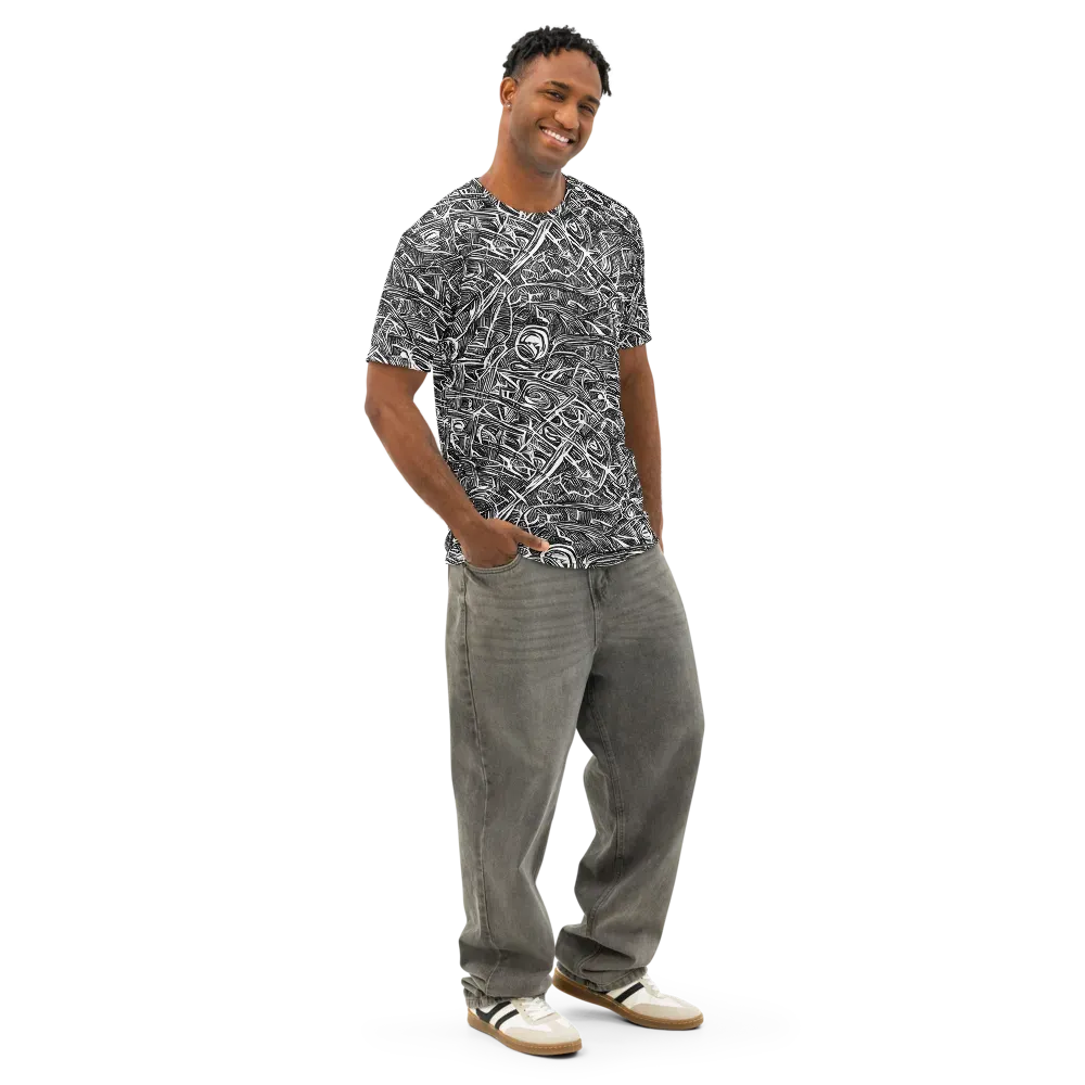 Blackline Rapture on Men's Cotton Crew Neck T-Shirt — Right Front