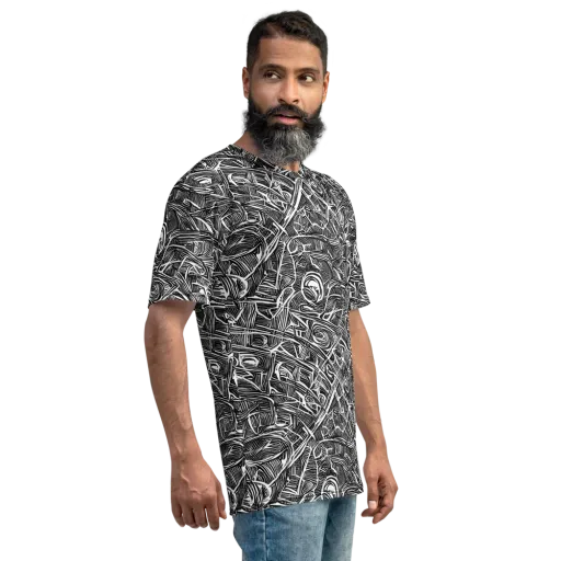 Blackline Rapture on a Men's Crew Neck T-Shirt