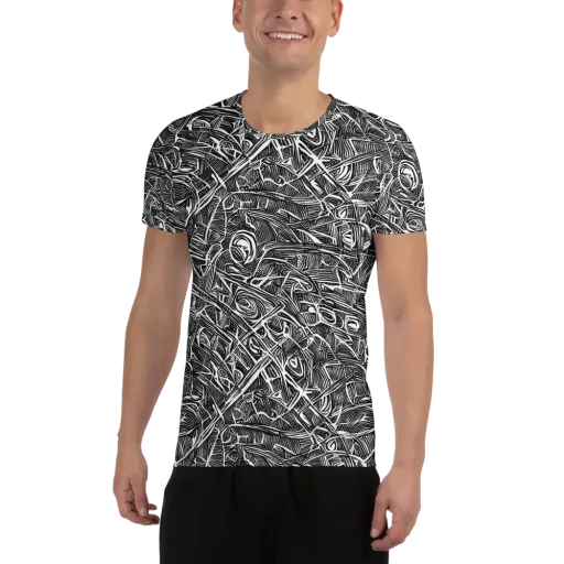 Blackline Rapture on a Men's Athletic T-Shirt