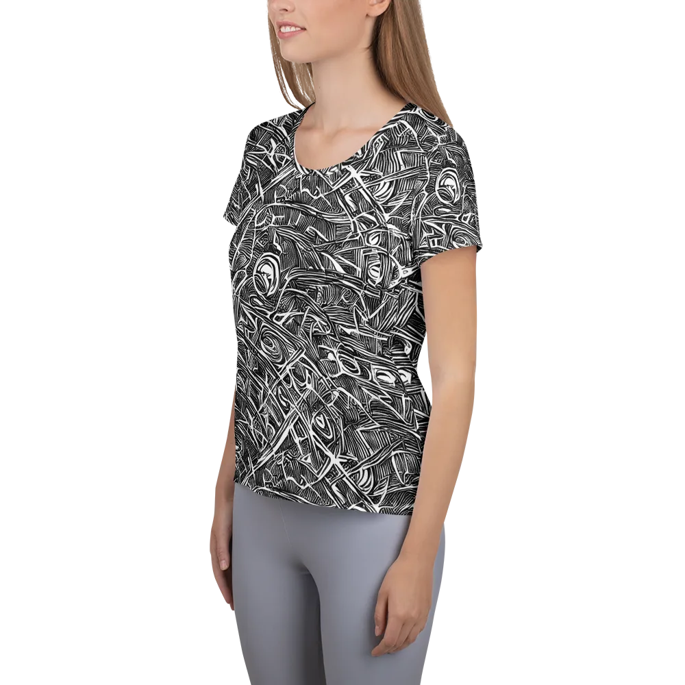Blackline Rapture on Women's Athletic T-Shirt — Left