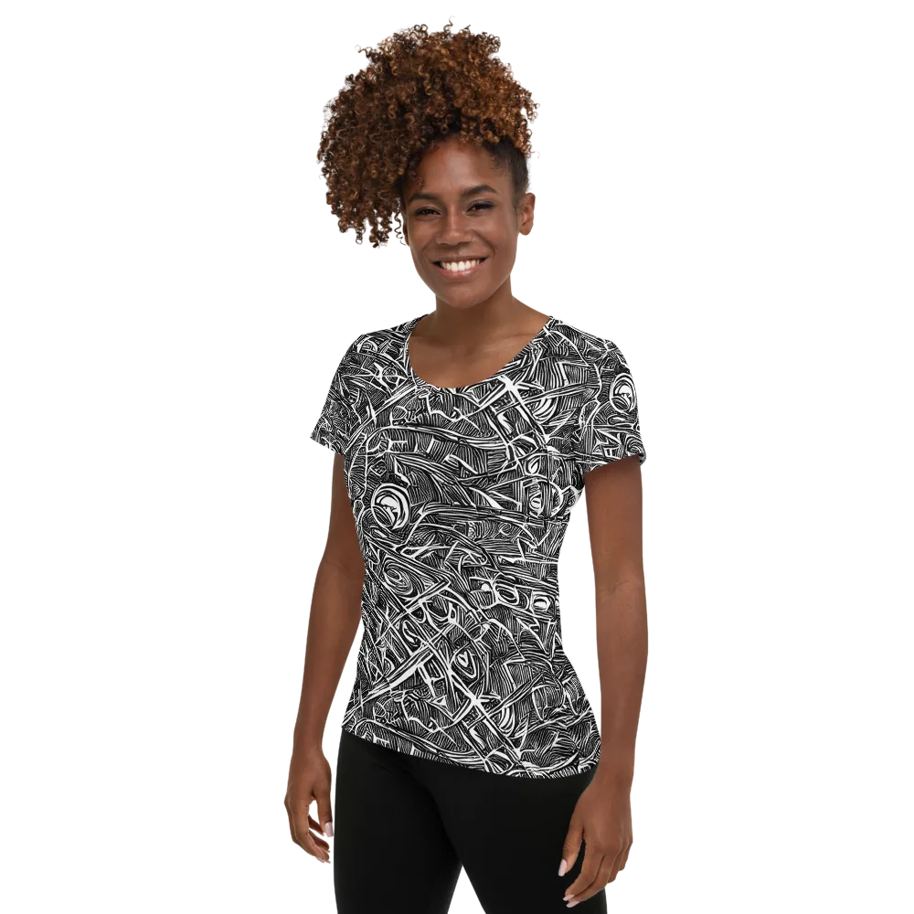 Blackline Rapture on Women's Athletic T-Shirt — Left