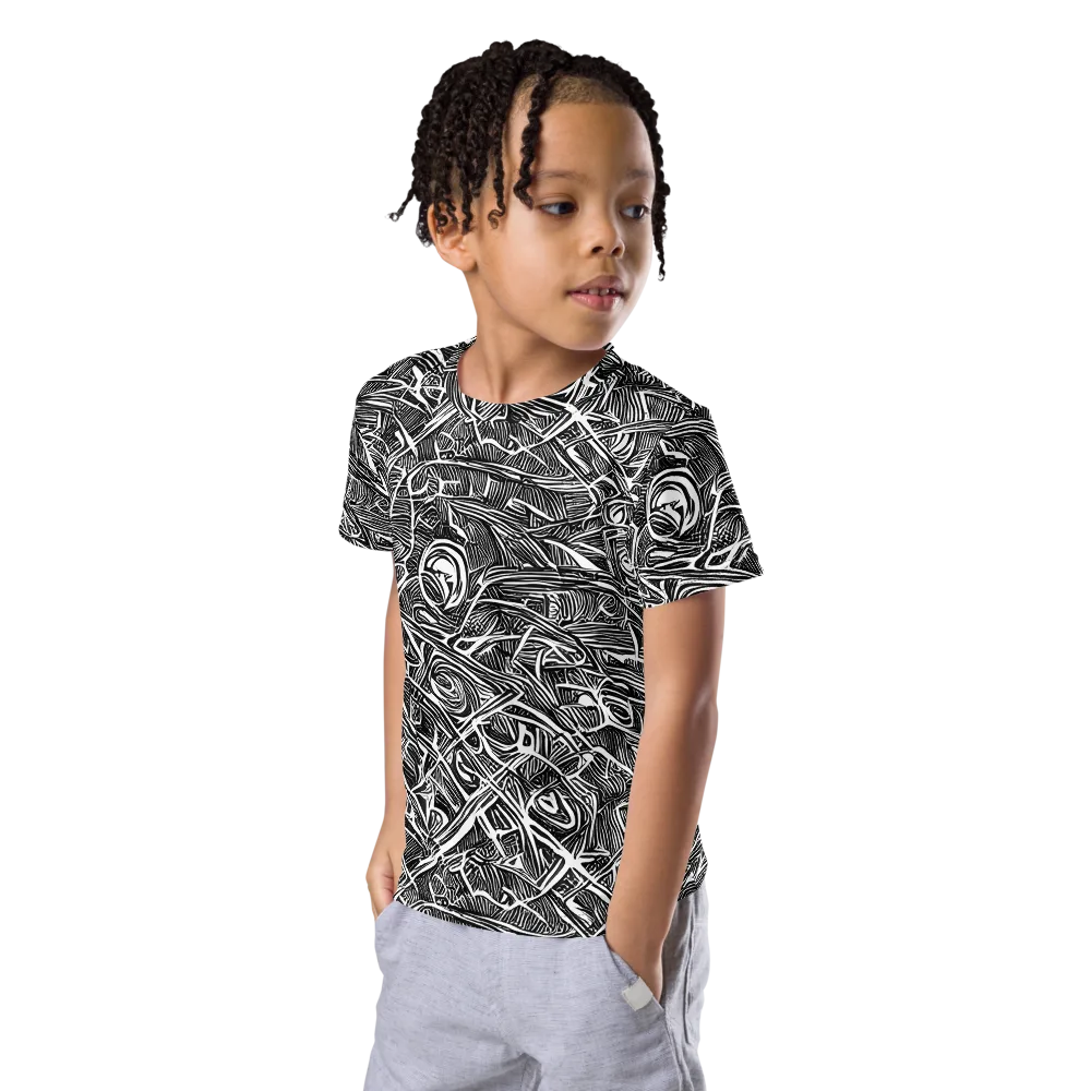 Blackline Rapture on Kids Crew Neck T-Shirt — Left Front
