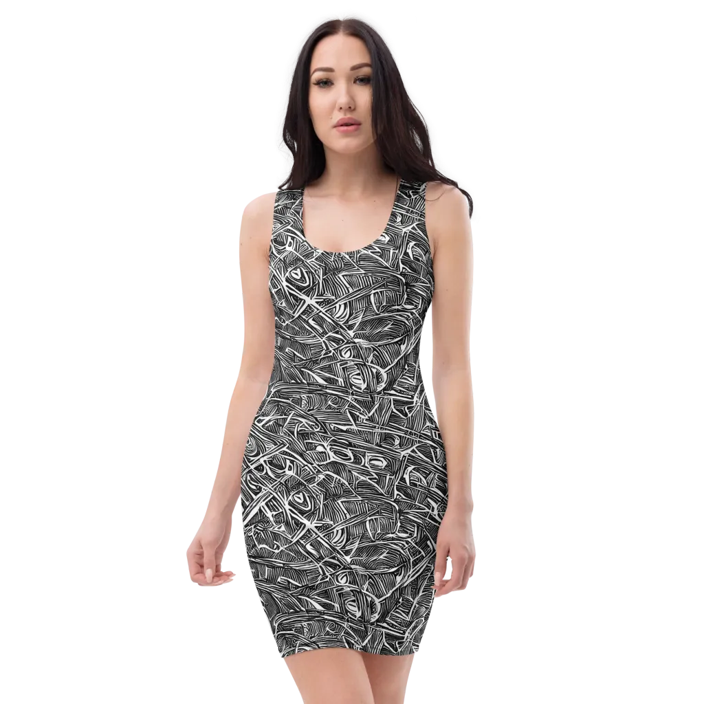 Blackline Rapture on Bodycon Dress — Front