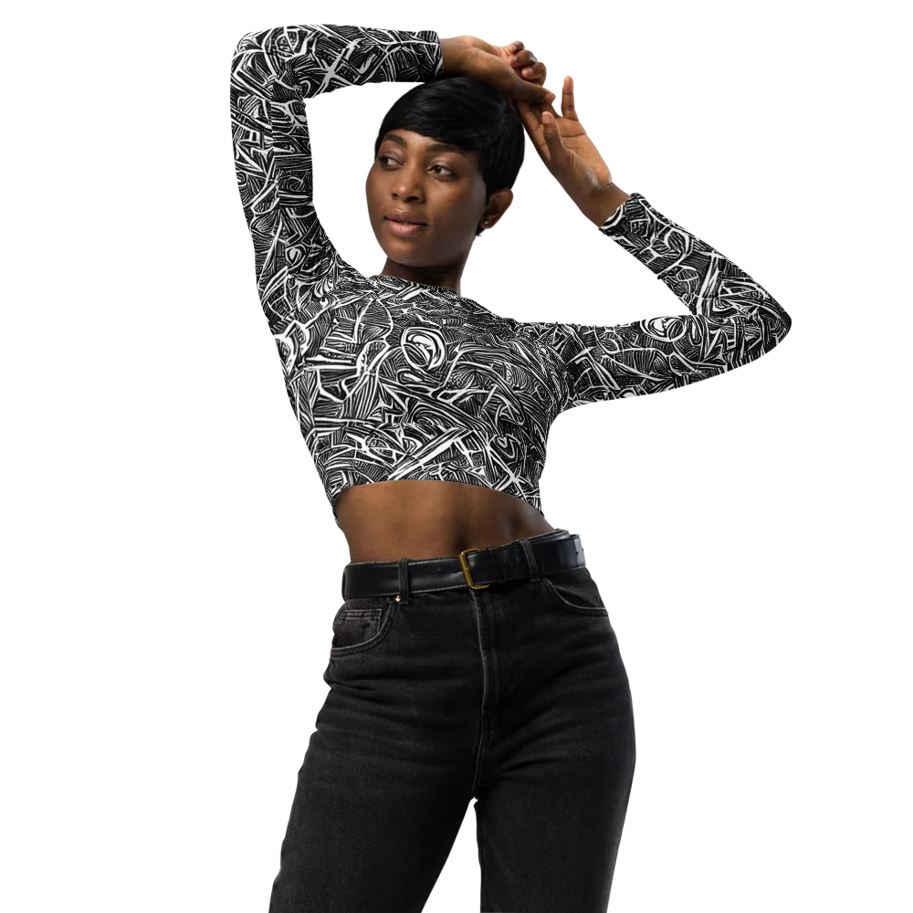 Blackline Rapture on Long Sleeve Crop Top — Front
